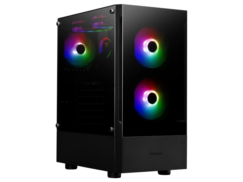Gamdias Talos E3 Gaming, Midi Tower, Pc, Sort, Atx, Micro Atx, Mini-Itx, Hærdet Glas, Acrylonitrilbutadienstyren, Spcc, 16 Cm