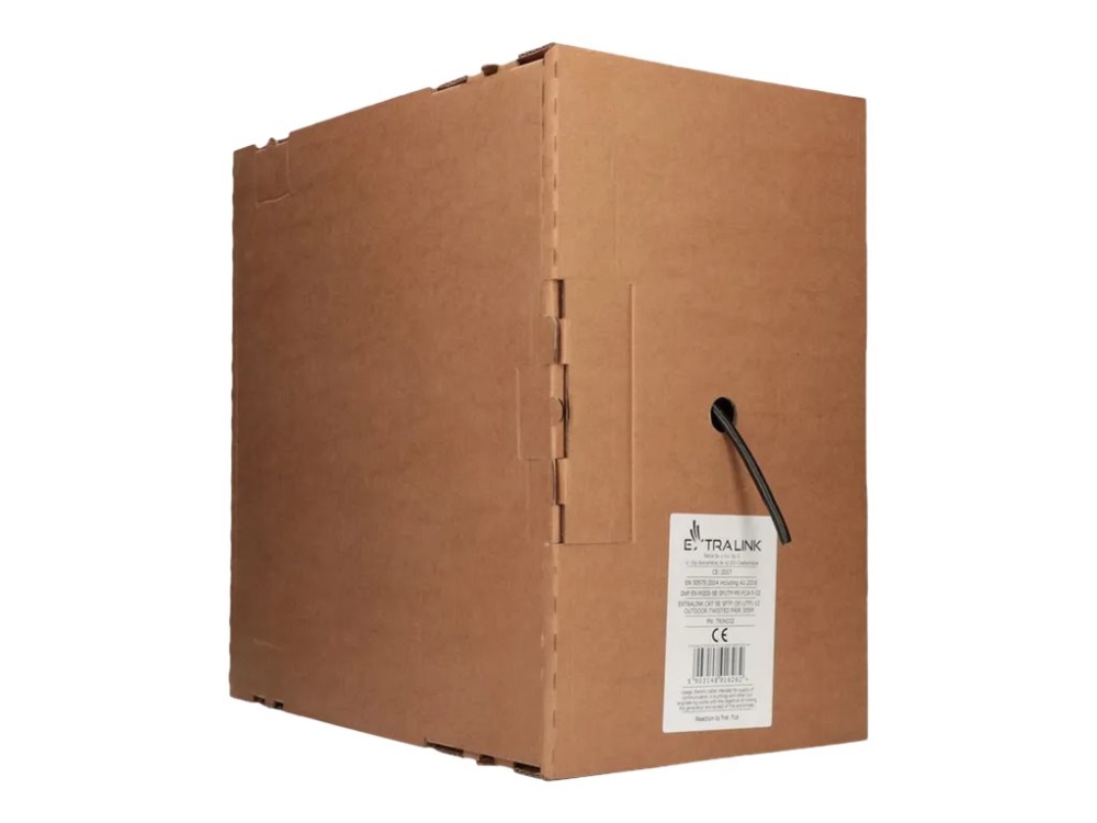 Extralink Verdrillte Zweidrahtleitung Cat5e Sftp (Sf/Utp) V2 Für Außenbereich 305M, 305 M, Cat5e, Sf/Utp (S-Ftp), Schwarz