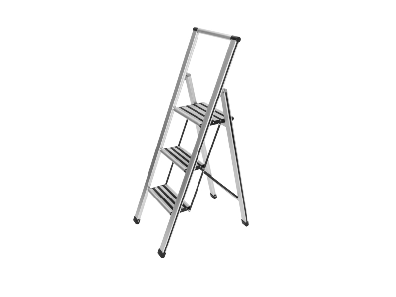 Wenko Alu-Design Klapptrittleiter 3-Stufig Haushaltsleiter (601012100)