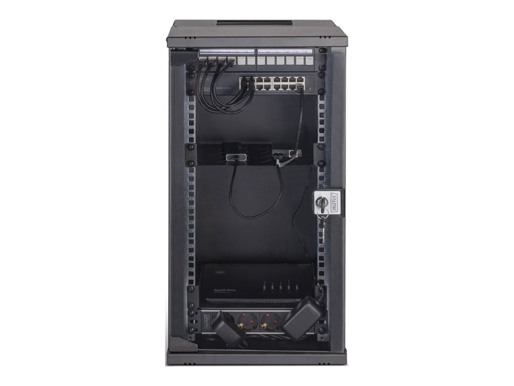 Digitus Soho Pro Series - Kabinet - 315 X 300 Mm (W X D) - Vægmonterbar - Ral 9005, Sort - 12U - 10"