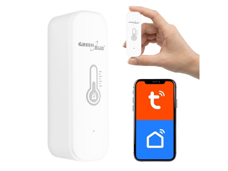 GreenBlue WiFi-temperatur- og fugtighedssensor Android/iOS/Alexa/Google Home 3.0V DC LR03x2 GB737