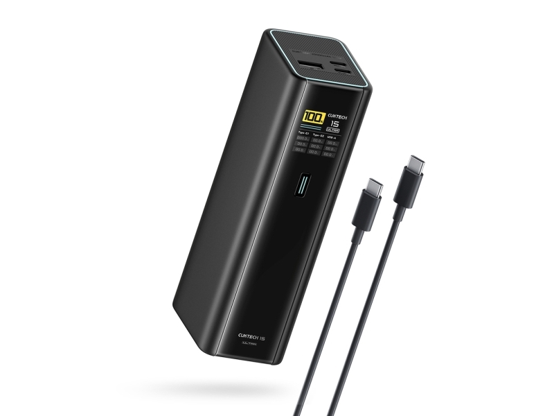 Cuktech Pb200u Powerbank 210W 20000Mah 2X Usb-C + Usb-A With Tft Display And 240W Usb-C Cable - Black