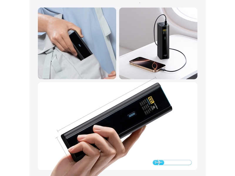 Cuktech Pb200u Powerbank 210W 20000Mah 2X Usb-C + Usb-A With Tft Display And 240W Usb-C Cable - Black