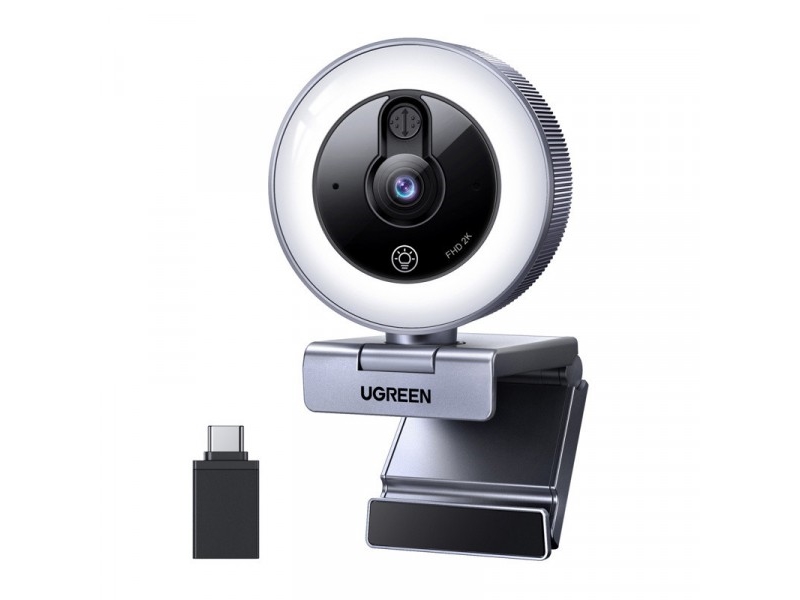 Ugreen Cm910 Webcam, 2K, 30 Fps, Usb, Led Lighting, Built-In Microphone