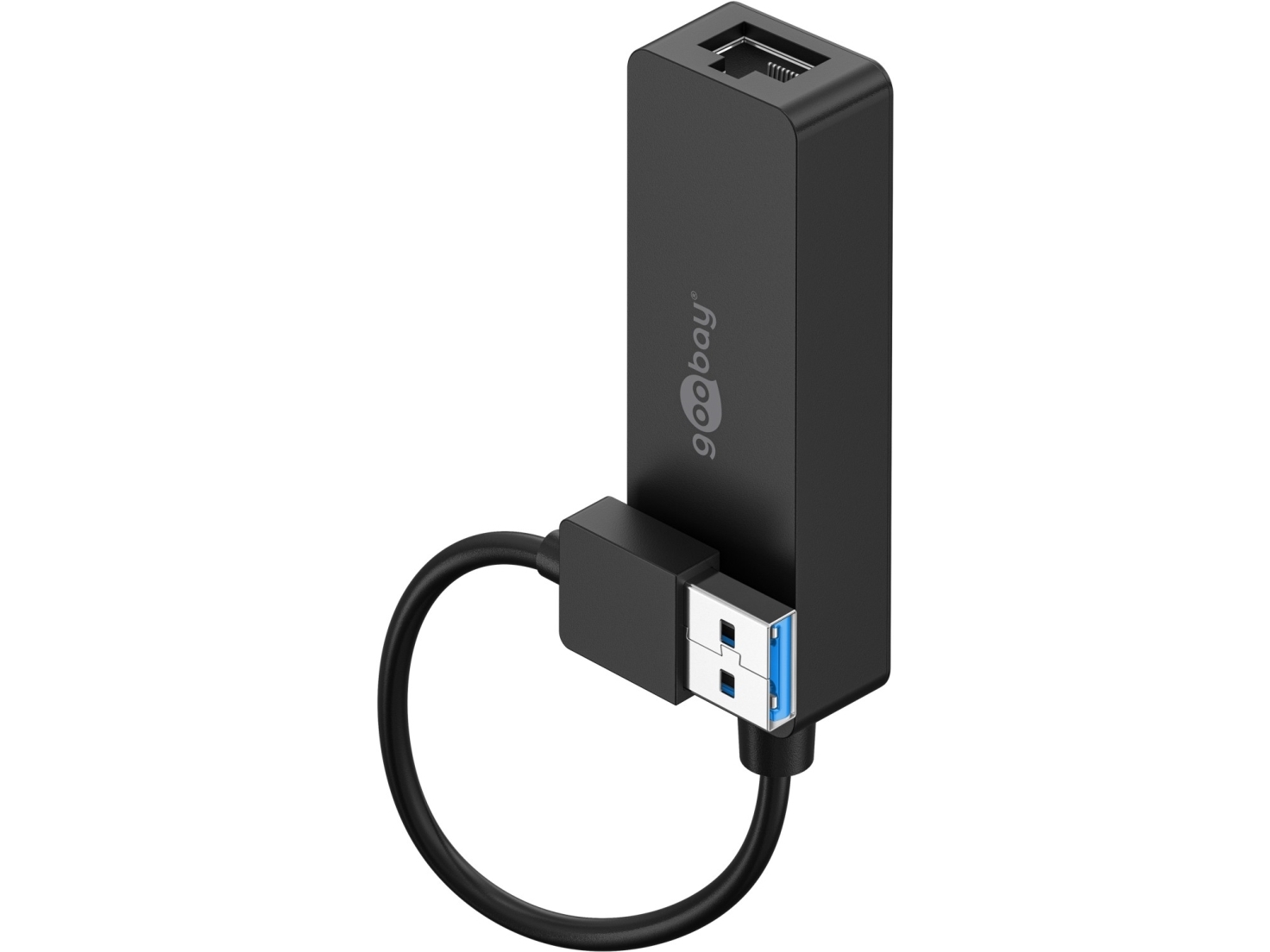 Goobay USB 3.0 Gigabit Ethernet-nätverkskonverterare, svart, 0,1 m - för anslutning av en PC / MAC med USB-port till ett Ethernet-nätverk (39038)