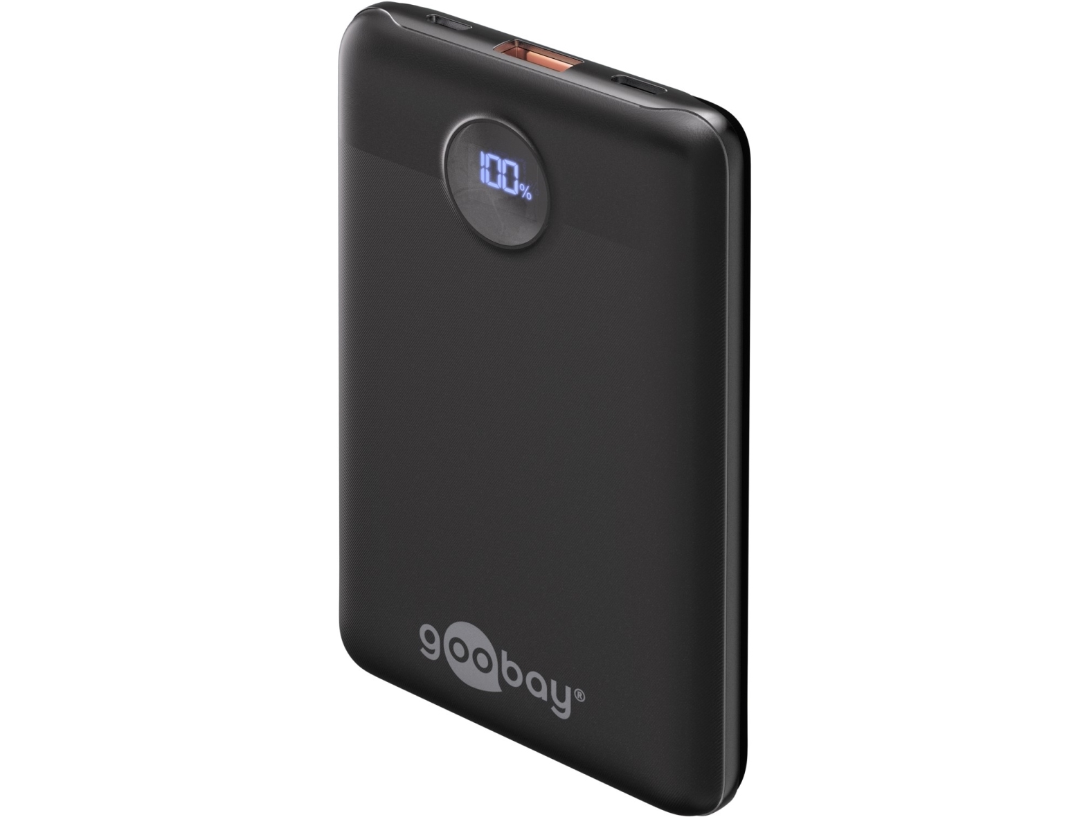 Goobay Powerbank kompakt 10.000 mAh praktisk och platsbesparande design med 10.000 mAh, perfekt för resor