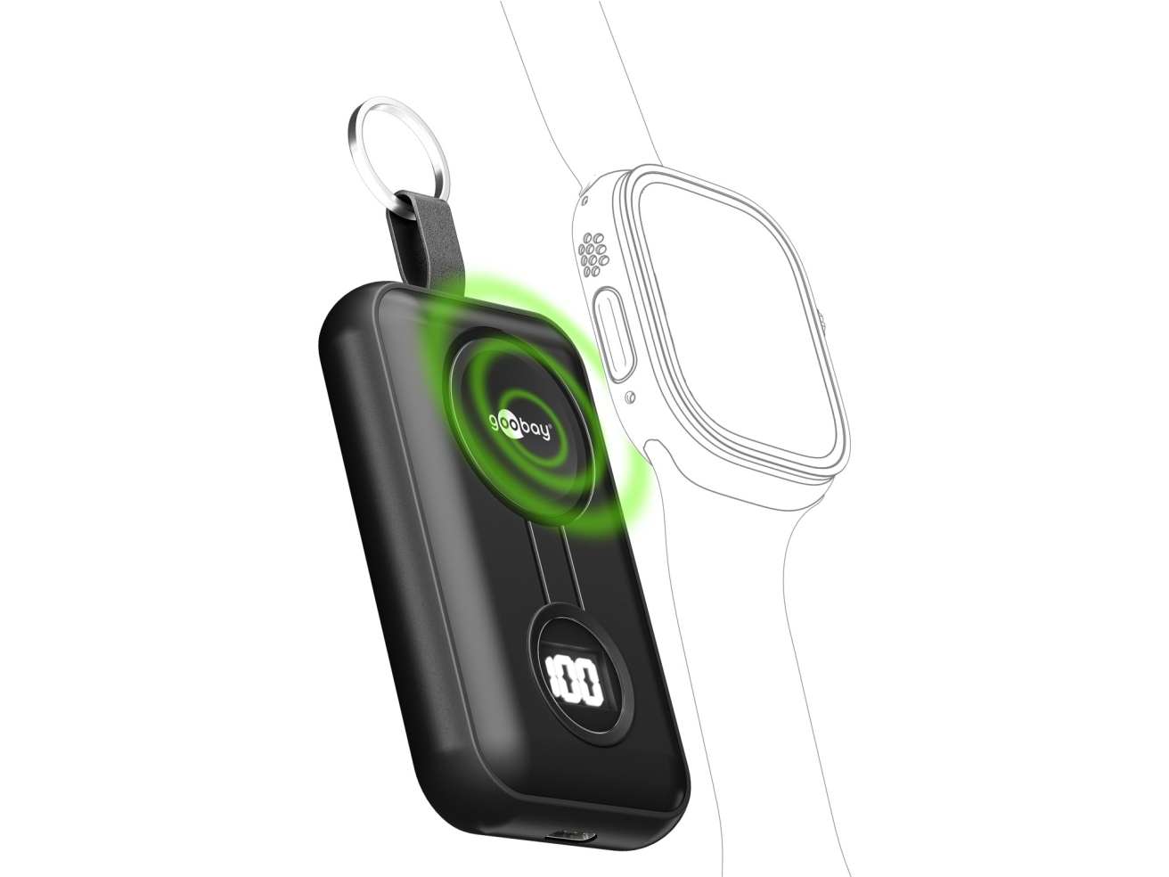 Goobay trådløs powerbank 2 500 mAh 5 W med USB‑C - sort