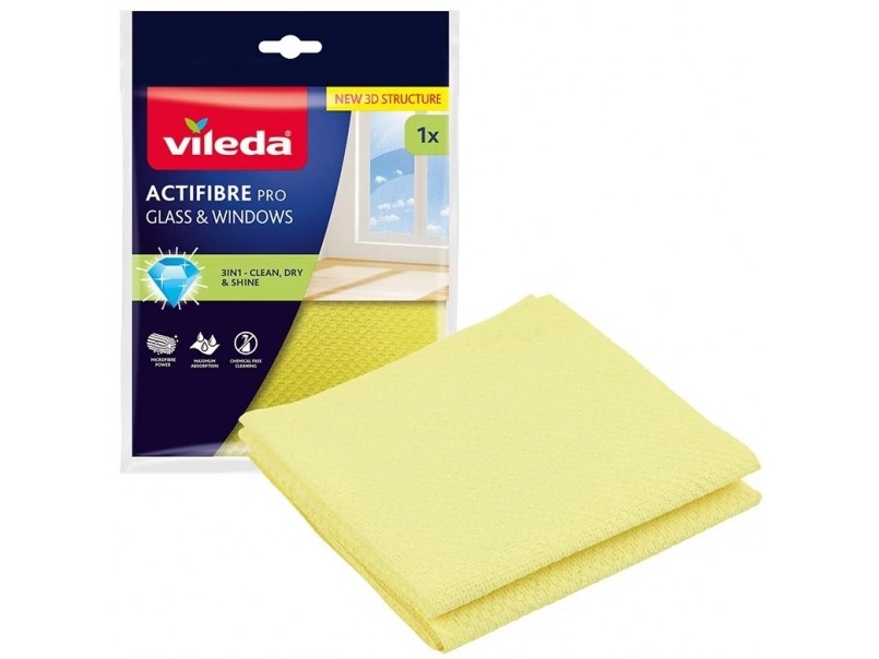 Vileda Actifibre Pro Glass And Window Cloth, 1 Pc.