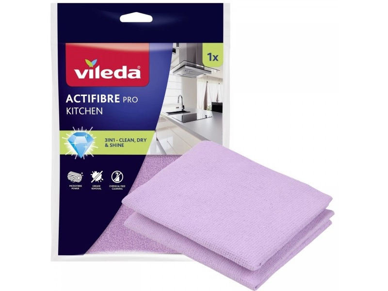 Vileda Actifibre Pro køkkenklud til universal rengøring, pink, 1 stk.