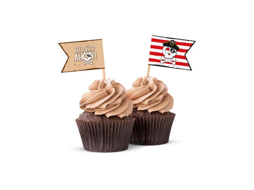 Piraten-Kuchenfahnen, 12 Stück