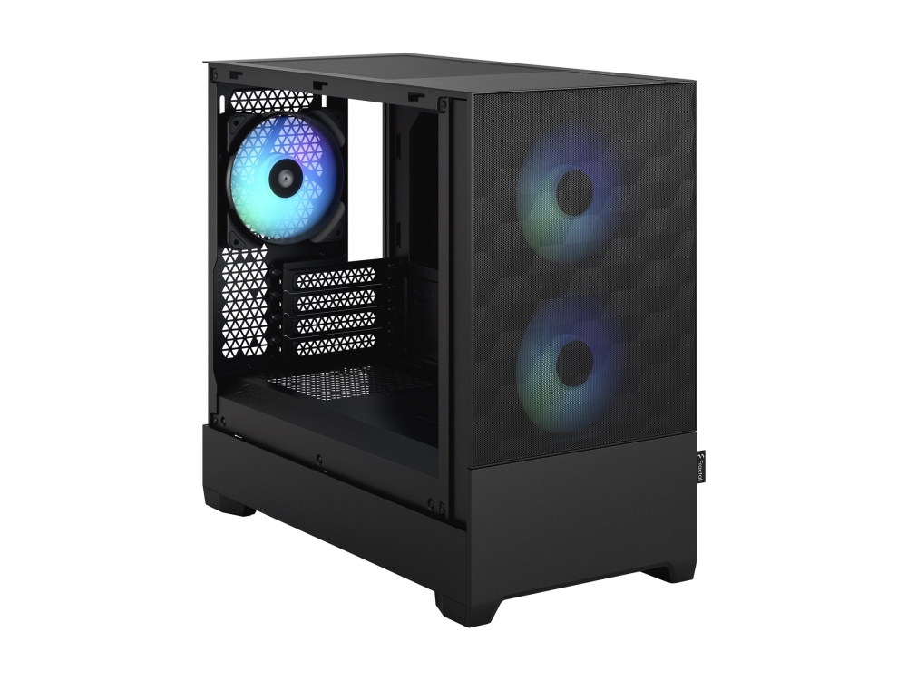 Fractal Design Pop Mini Air RGB - Tower - micro ATX - sidepanel med vindue (hærdet glas) - ingen strømforsyning (ATX) - sort TG-lystone - USB/Lyd - for Fractal Design Model D, Type D