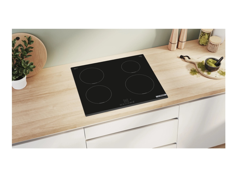 Bosch Serie | 4 PIE631BB5E - Induktions kogeplade - 4 plader - Niche - bredde: 56 cm - dybde: 49 cm - rammeløs, - facet - sort