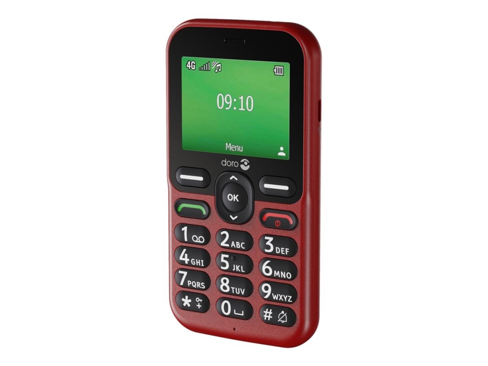 Doro Leva E10 - 4G Funktionstelefon - Ram 64 Mb / Intern Hukommelse 128 Mb - Microsd Slot - Lcd Display (Tft) - Rear Camera 0,3 Mp - Rød