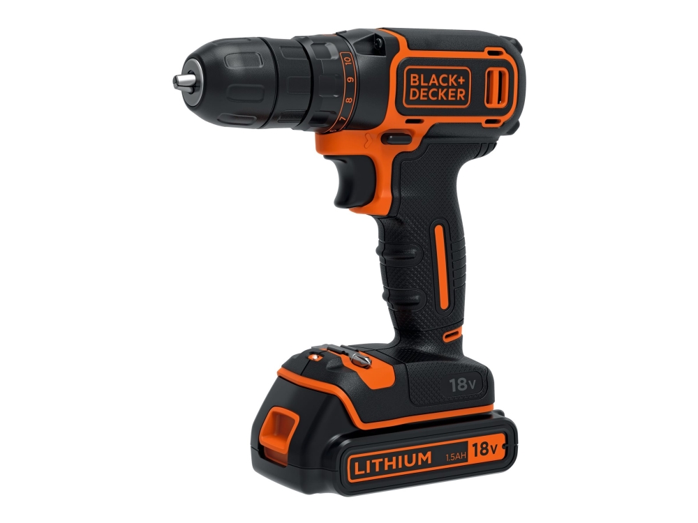 BLACK+DECKER BDCDC18-QW - Borr/drivare - sladdl&ouml;s 10 mm - 30 N&middot;m laddare medf&ouml;ljer - 18 V