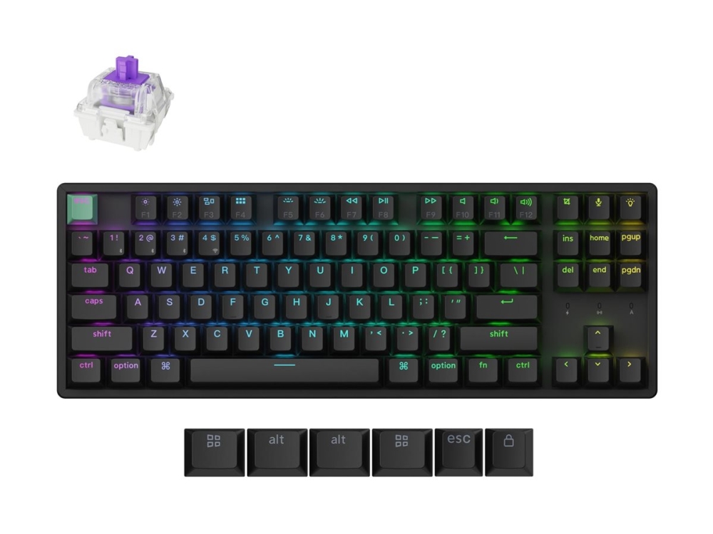 Keychron K8 He - Standard Version - Tastatur - Tilpasset - 80% - Bagbelyst - Trådløs - Usb, 2.4 Ghz, Bluetooth 5.2 - Qwerty - Nordisk - Tastkontakt:
