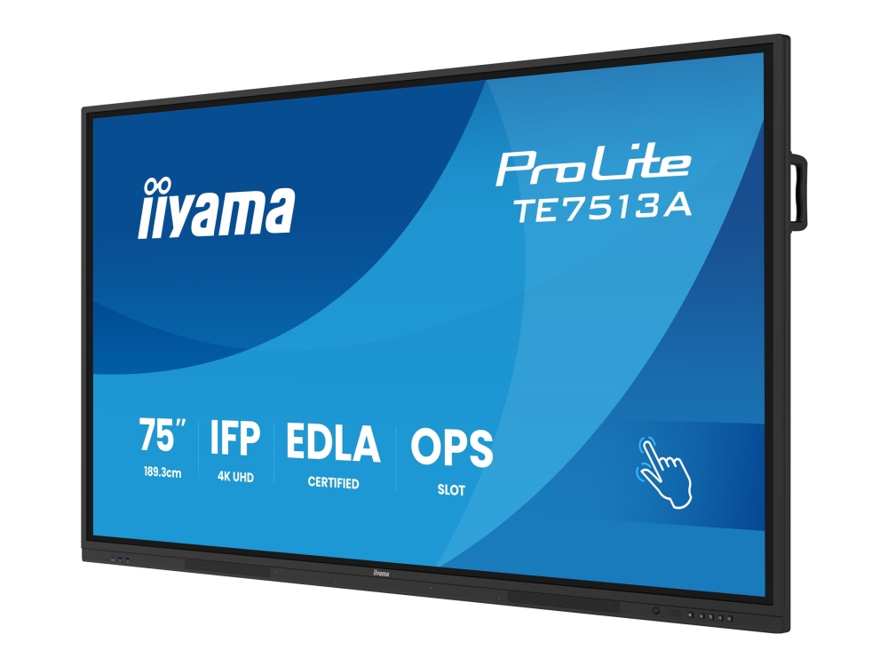 iiyama ProLite TE7513A-B3AG - 75 Diagonal klasse (74.52 til at se) LED-bagbelyst LCD paneldisplay - interaktiv digital skiltning - med berøringsskærm (multiberøring)/valgfri slot-in PC-kapacitet - 4K UHD (2160p) 3840 x 2160 - sort kant med mat finish