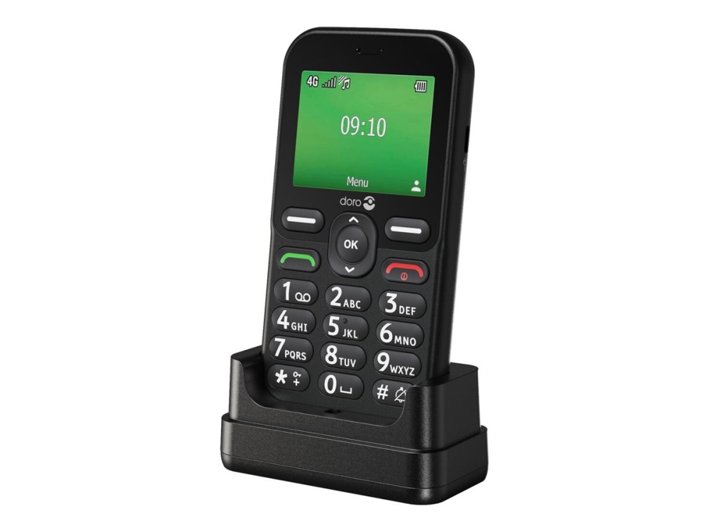 Doro Leva E10 - 4G Funktionstelefon - Ram 64 Mb / Intern Hukommelse 128 Mb - Microsd Slot - Lcd Display (Tft) - Rear Camera 0,3 Mp - Sort