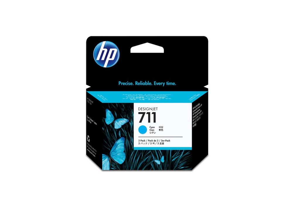Hp 711 - 3 Pakker - 29 Ml - Cyan - Original - Designjet - Blækpatron - For Designjet T100, T120, T120 Eprinter, T125, T130, T520, T520 Eprinter, T525
