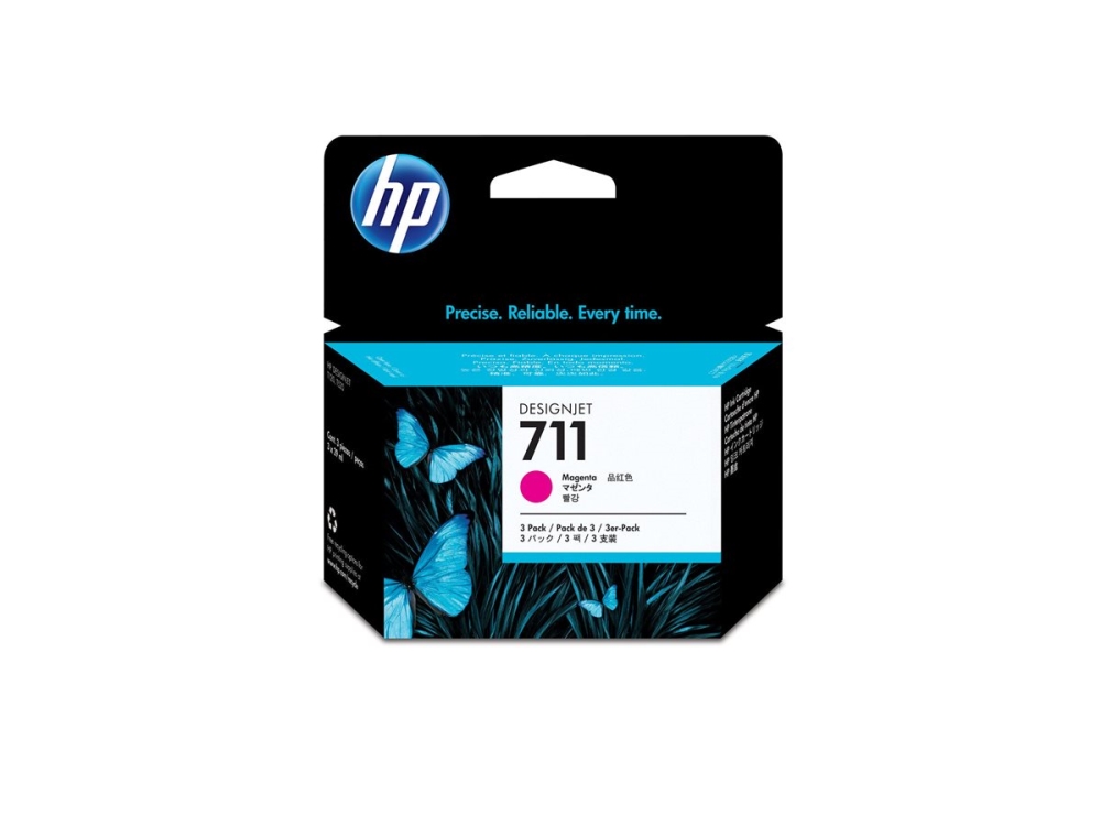 Hp 711 - 3 Pakker - 29 Ml - Magenta - Original - Designjet - Blækpatron - For Designjet T100, T120, T120 Eprinter, T125, T130, T520, T520 Eprinter, T