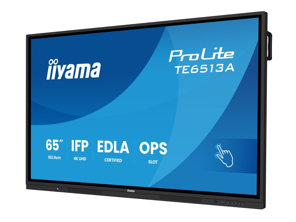iiyama ProLite TE6513A-B3AG - 65 Diagonal klasse (64.5 til at se) LED-bagbelyst LCD paneldisplay - interaktiv digital skiltning - med berøringsskærm (multiberøring)/valgfri slot-in PC-kapacitet - 4K UHD (2160p) 3840 x 2160 - sort kant med mat finish