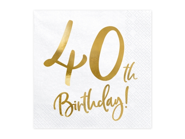 Servietter 40Th Birthday, Guld