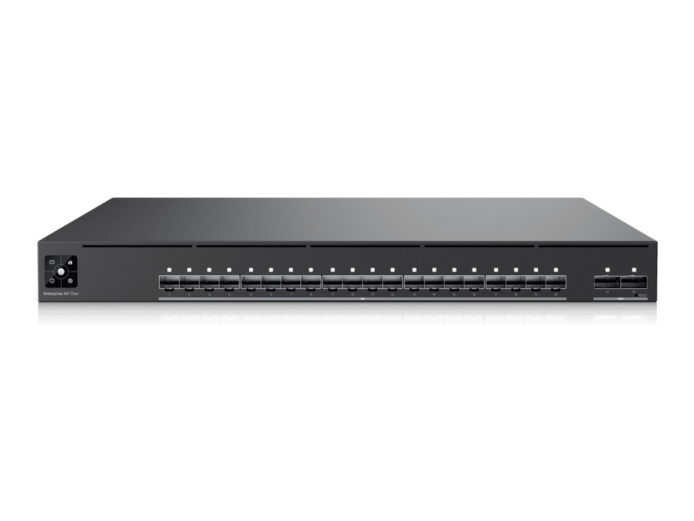 Ubiquiti Unifi Enterprise Audio/Video Eav-Fiber - Switch - L3 - Administreret - 20 X 10 Gigabit Sfp+ + 2 X 100 Gigabit Qsfp28 - Monterbar På Stativ -