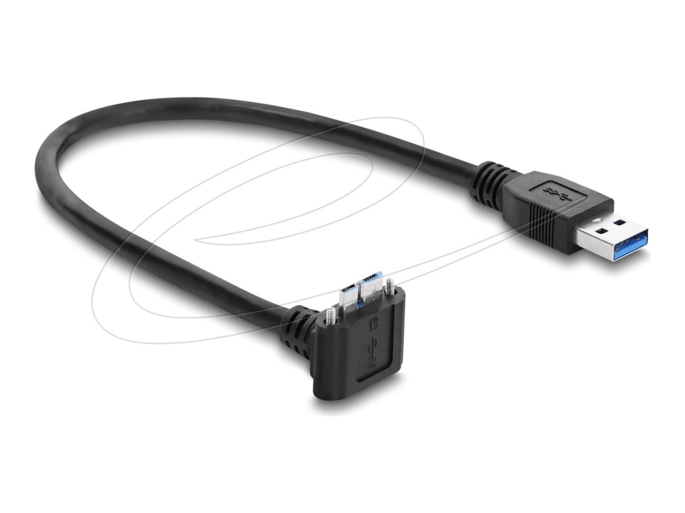 Delock Usb 5 Gbps Kabel Usb Typ-A Stecker Gerade Zu Usb Micro-B Stecker Mit Schraubenabstand 18 Mm 90° Nach Oben Gewinke