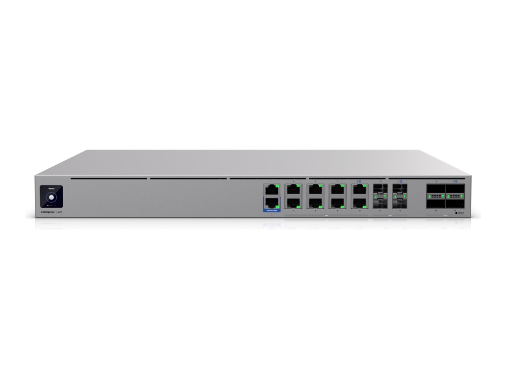 Ubiquiti UniFi Enterprise Firewall Core - Sikkerhedsudstyr - 2.5GbE, 100GbE, 40GbE, 5GbE - 1U - rackmonterbar - for P/N: UACC-AOC-QSFP28-5M, UACC-DAC-SFP28-0.5M, UACC-OM-QSFP28-PSM4, UACC-OM-SFP28-SR