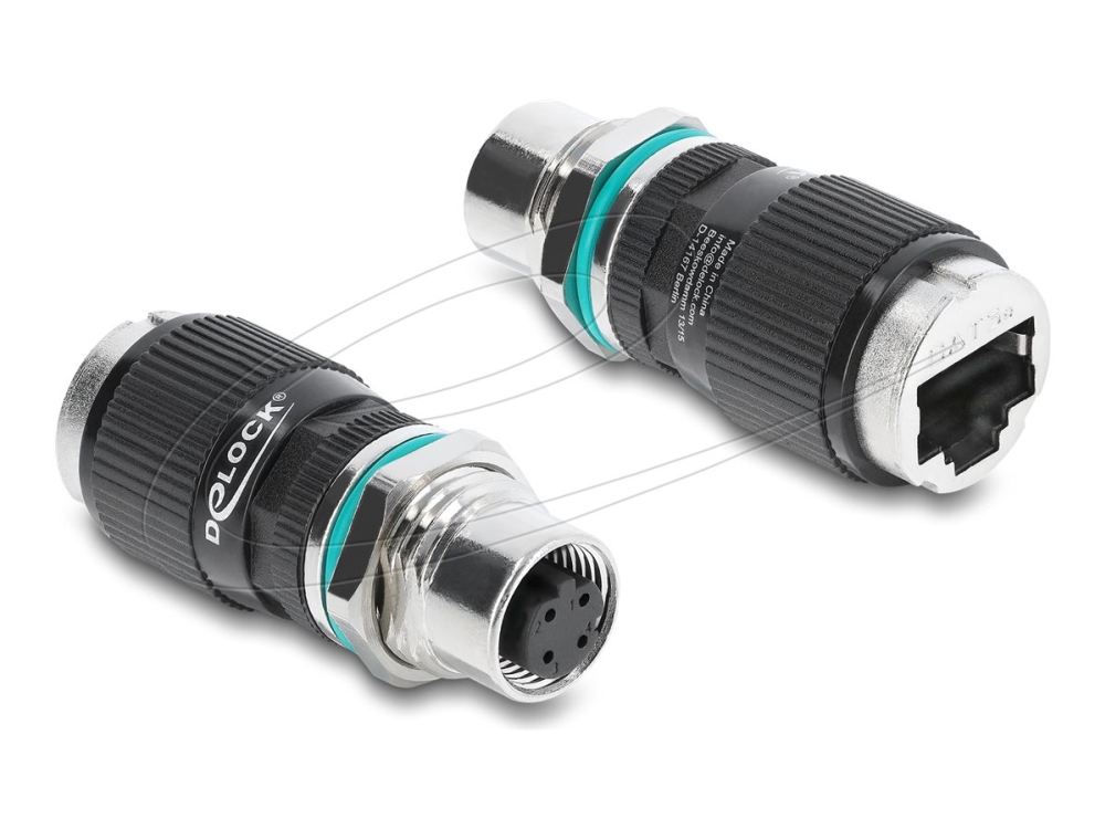 Delock 90663, D-Coded 4 Pin, Rj-45, Schwarz