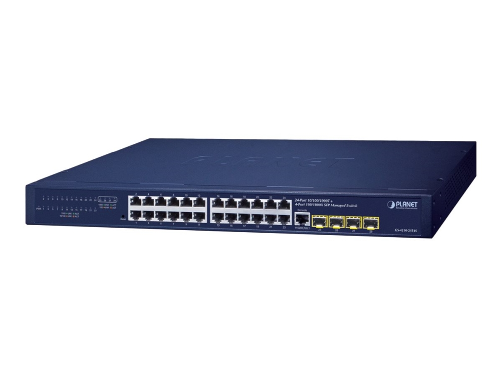 Planet Ipv4/Ipv6, 24-Port, Managed, L2/L4, Gigabit Ethernet (10/100/1000), Vollduplex, Rack-Einbau, 1U