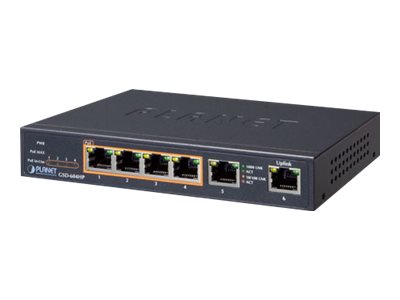 Planet Gsd-604Hp, Unmanaged, Gigabit Ethernet (10/100/1000), Power Over Ethernet (Poe)