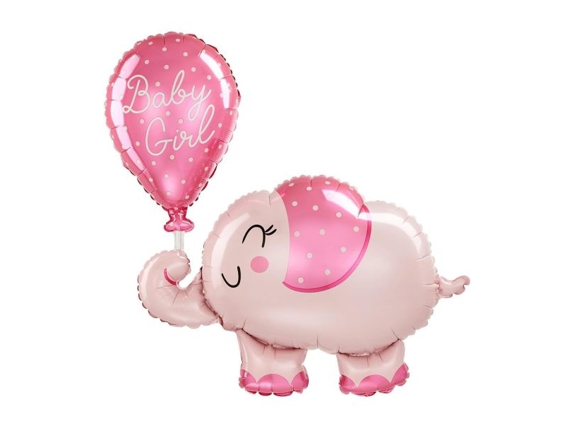 Baby Girl Elefant Folieballon, 73 X 78 Cm