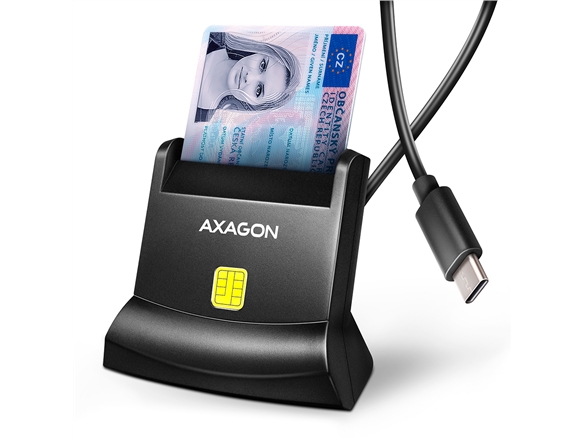 Axagon Cre-Sm4nc Usb-C Smartcard-Standleser, Usb 2.0, 1,2 M, Schwarz, 74 G