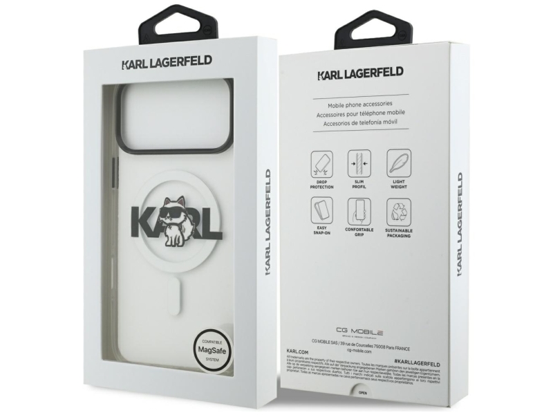Karl Lagerfeld Iml Choupette Sketch Logo Magsafe Case For Iphone 17 Pro - Clear