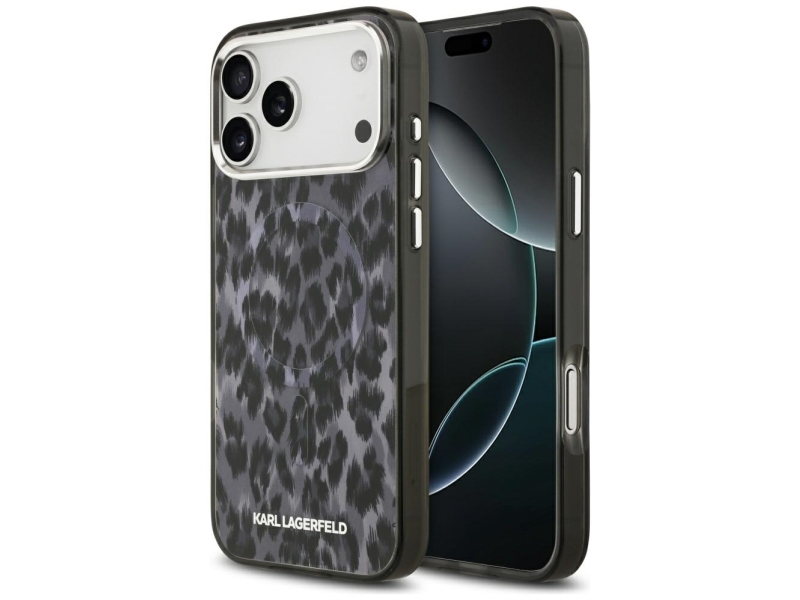 Karl Lagerfeld Iml Leopard Pattern Magsafe Case For Iphone 17 Pro Max - Black