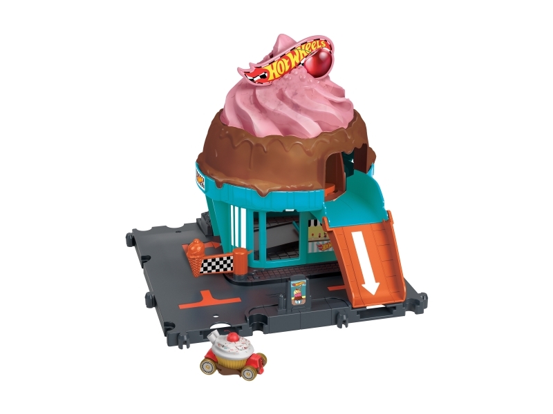 Hot Wheels City Rennbahn-Set Mit 1 Auto, Spielset „Eisdiele“, Fahrzeug- & Schienen-Set, 3 Jahr(E), Kunststoff, Mehrfarbig
