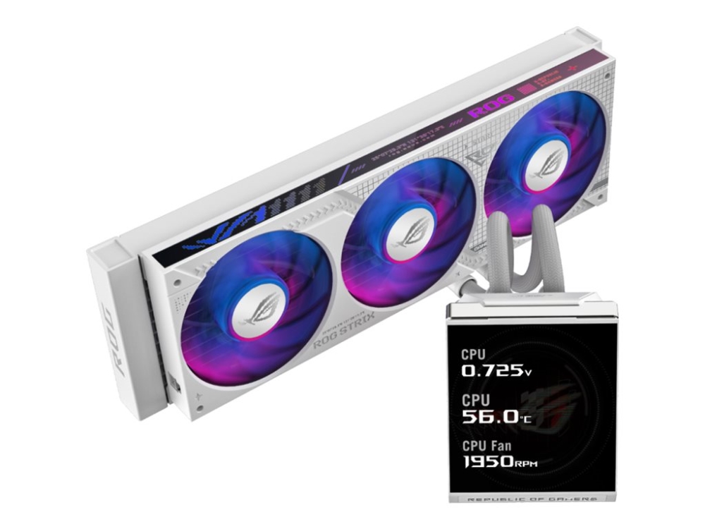 Asus Rog Strix Slc Iv 360 Argb Lcd - White Edition - Processors Flydende Kølesystem - (For: Am4, Am5, Lga1851, Lga1700) - Kobber - 120 Mm - Hvid