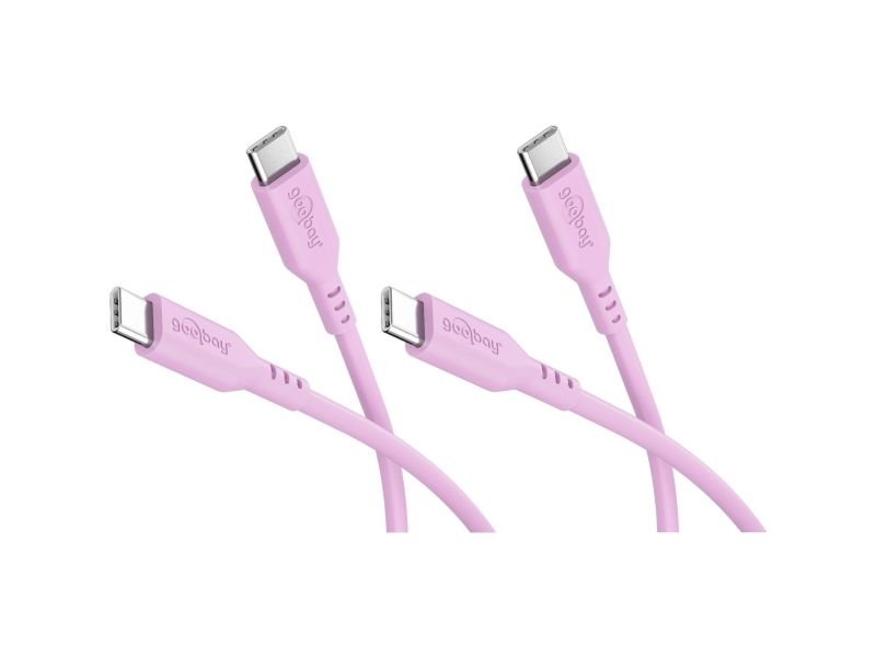 Sæt Med 2 Usb-C-Silikonekabler, 1,5 M, Pink