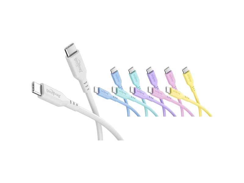 Pastel Power Pack-Sæt Med 6 Usb-C-Silikonekabler, 1,5 M, Blåpinklilaturkishvidgul
