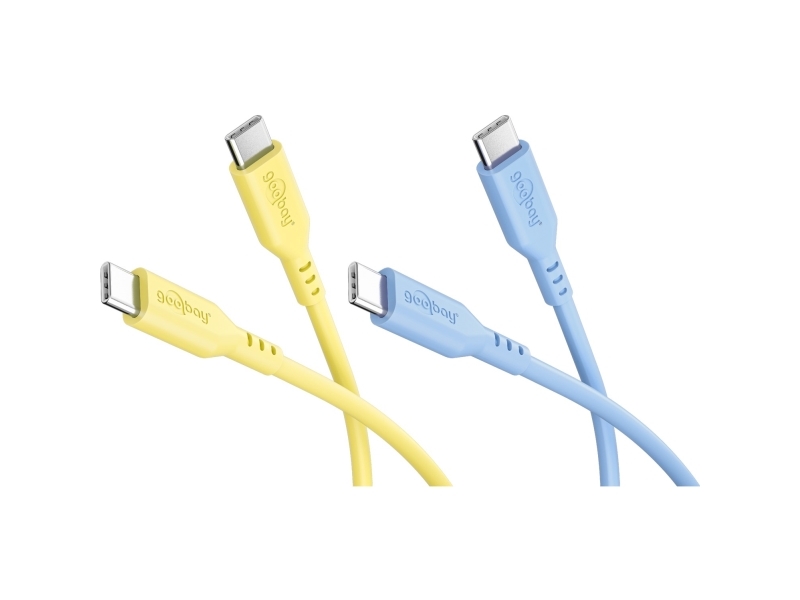 Sun &Amp Sky-Set Mit 2 Usb-C-Silikonkabeln, 1,5 M, Gelbblau