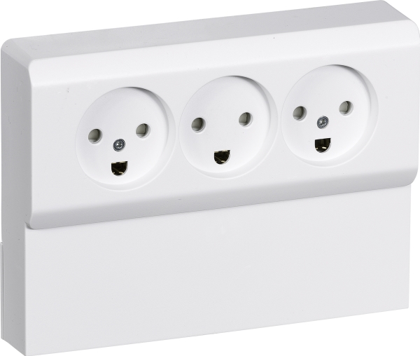 LK Opus 66 Tripel panelstikkontakt med jord, 21⁄2 modul, Hvid
