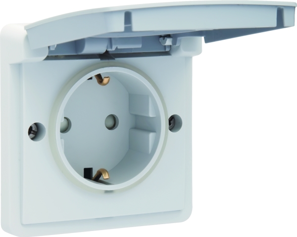 NIKO Hydro stænktæt stikkontakt med sidejord og sikring, 16A/250 Vac, grå