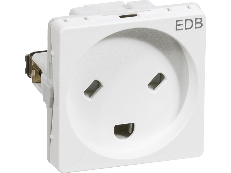 LAURITZ KNUDSEN FUGA® stikkontakt EDB 1 modul, m/jord hvid.