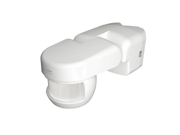 SCHNEIDER ELECTRIC Rörelsesensor utomhus 120 gr.10A, 12 m räckvidd230V AC, 50Hz164x80x75 mm, vit