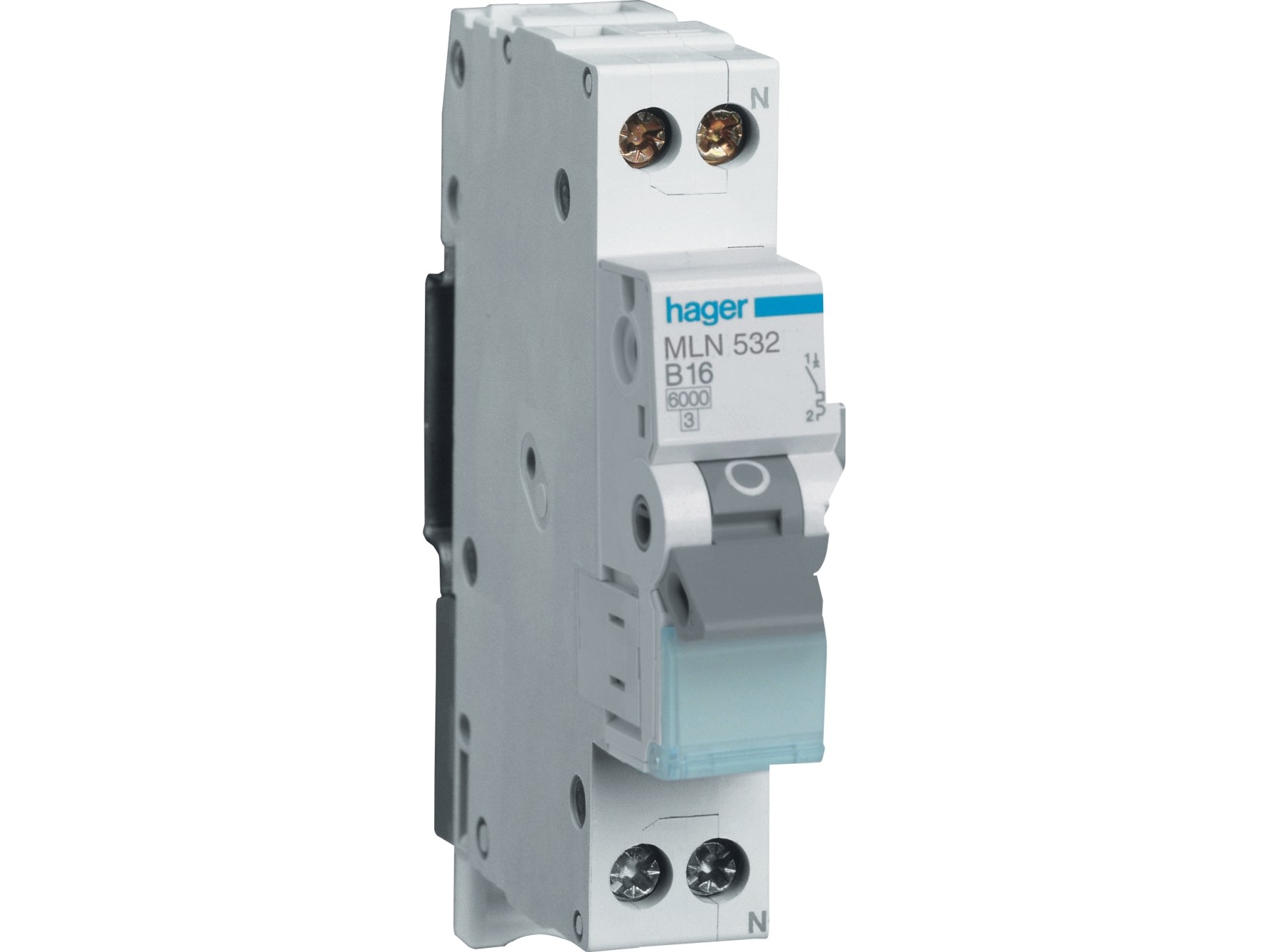 Hager MLN automatsikring, C, 10A, 1P, 1 modul, 230V, 6kA