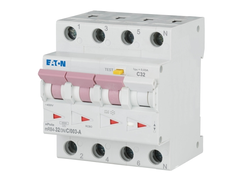 Eaton fejlstrømsafbryder FI 32 A 30 mA 3 + N 230 VAC (MRB4-32/3N/C/003-A)