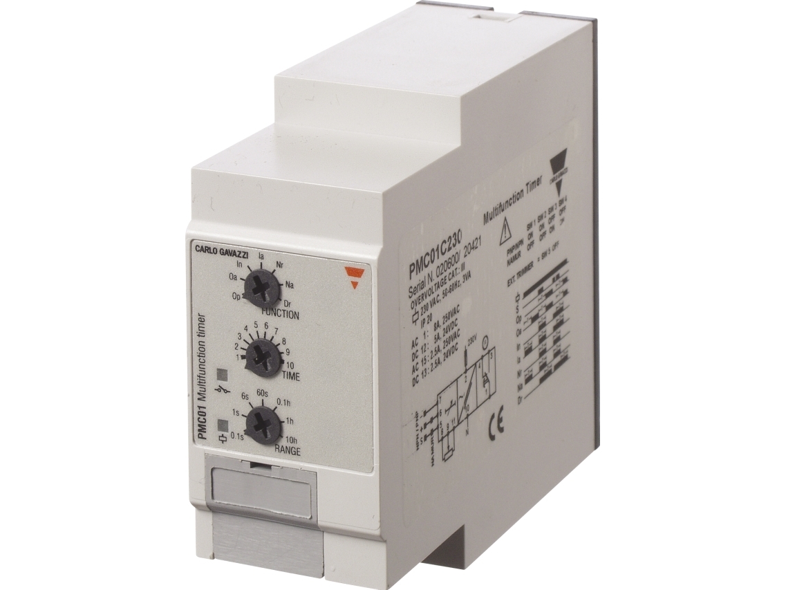 Tidsrelæ Multifunktionstimere 230VAC 2-polet 01s-100t Stikben