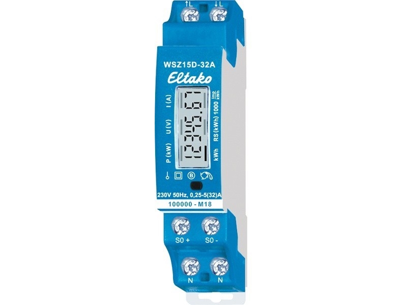 Eltako Elmåler 1-faset 32A, - MID-B, DIN-skinne, bredde 18 mm