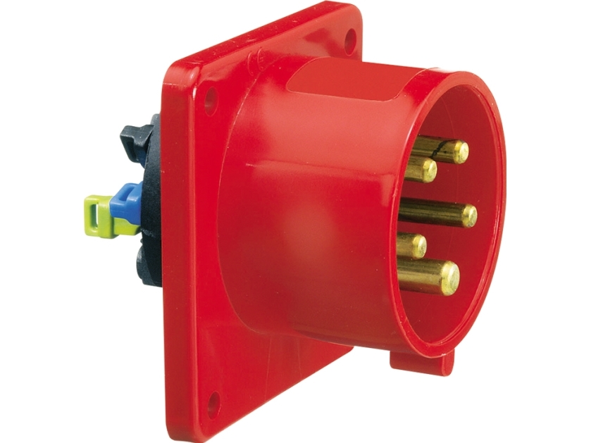 BALS CEE Indtag H6 400V 32A 5 polet, rød indbygning flange 75x75 mm, Quick-connect® IP44, polyamid