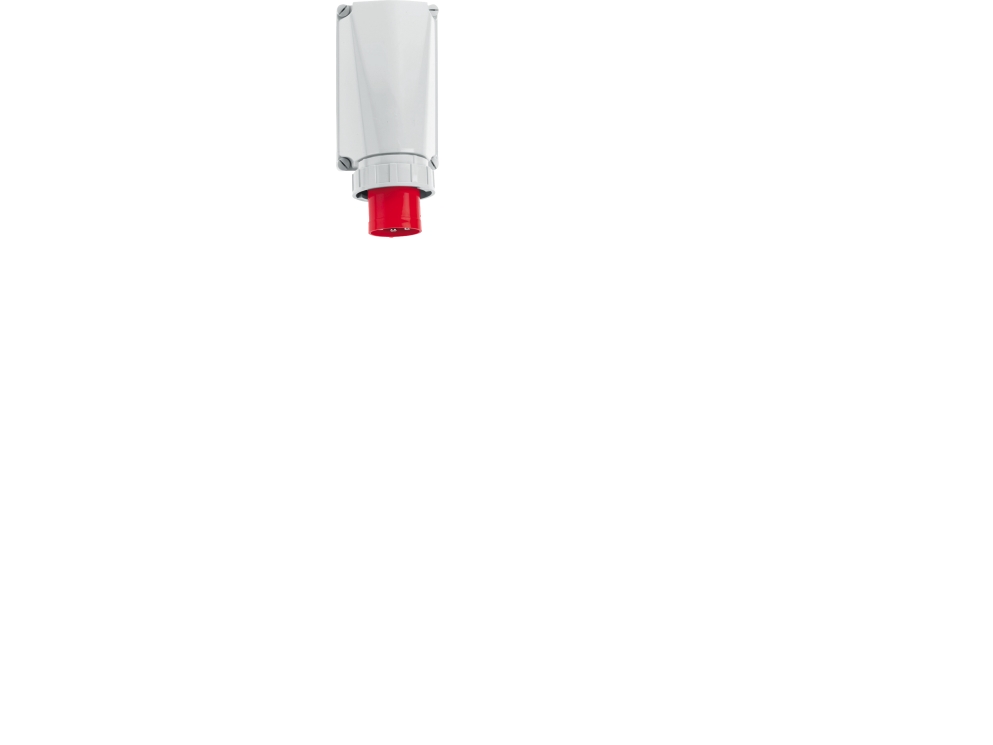 CEE Vægstikdåse H6 400V 125A 5 polet, rød BxH: 160x260mm, top M50, forniklet IP 67, polyamid